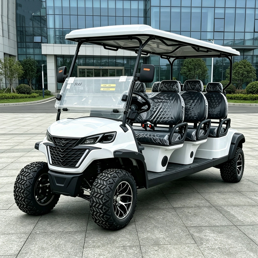 Golf cart with 6 or 8 seats for golf courses, shuttle service, guesthouses, hotels, reception, tourist attractions, electric sightseeing vehicle