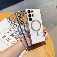 Samsung S24 防塵ネット付きスマホケース CDパターン Galaxy S25 Ultra 磁気吸着 A17 電気メッキ 4 ソフトケース A55 対応