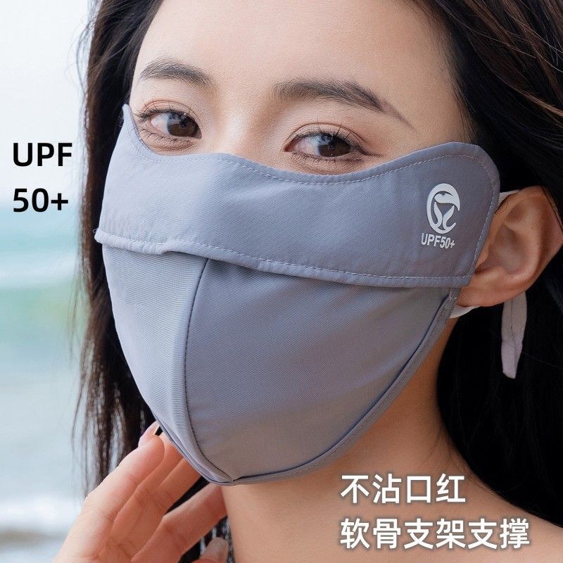 New women's summer eye corner sun protection UV shield face mask with ice silk breathability and fishbone 3D design
