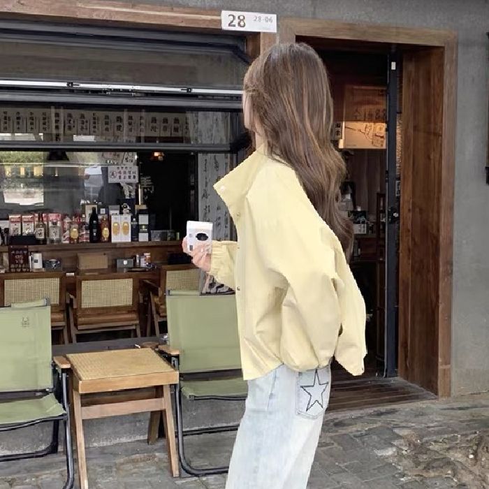 奶黄色工装风衣外套女秋季2025新款减龄设计感小众独特别致学院风|undefined