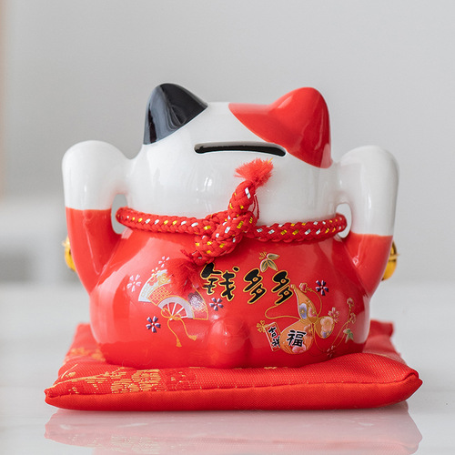 Wholesale lucky cat figurine desk accessory shop opening gift office cash register front desk decor coin bank