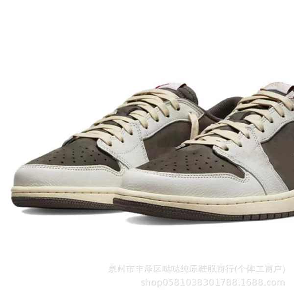 Low AJ1 white brown inverted hook