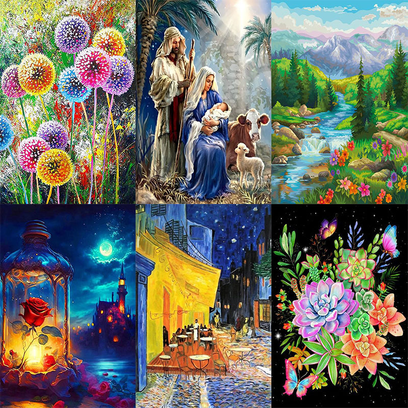 Pintura de diamantes 5D transfronteriza popular, hecha a mano, con diamantes completos, DIY, tipo pegatina, para sala de estar, pintura al óleo decorativa, venta al por mayor de fabricante de pinturas de diamantes