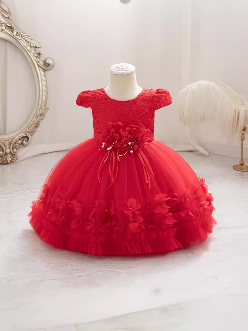 Vestidos de niña de alta calidad para cumpleaños, vestidos de noche, vestidos de princesa, vestidos de niña de las flores para el primer cumpleaños, existencias listas para envío transfronterizo, novedad de 2025