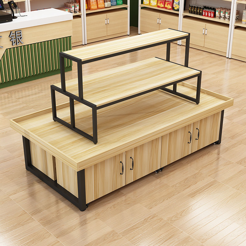 超市中岛柜展示台化妆品展示柜堆头货架置物架服装店促销台展示架