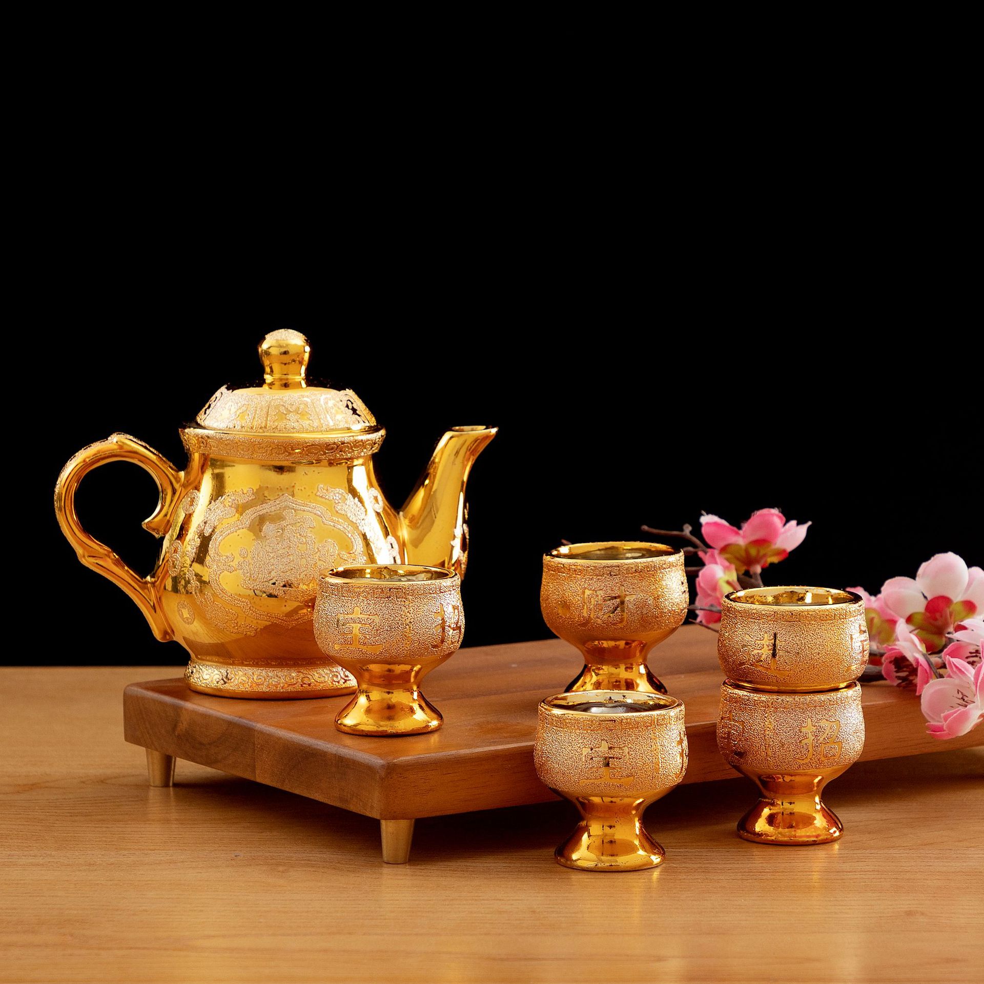 陶瓷佛具香炉供佛茶壶茶杯酒杯财神杯沙金壶