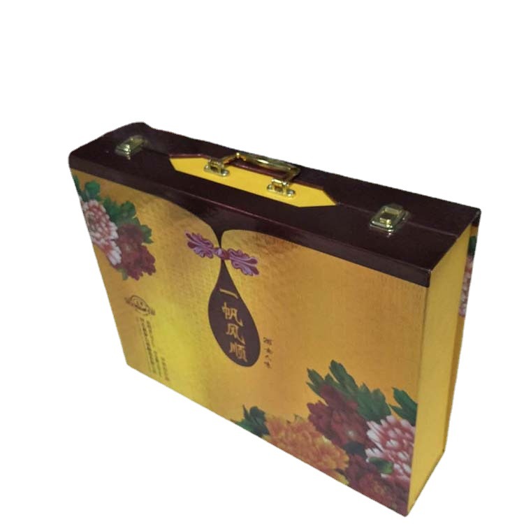 四瓶装白酒美女瓶手提精裱盒包装金卡压纹工艺厂家供应支持订做