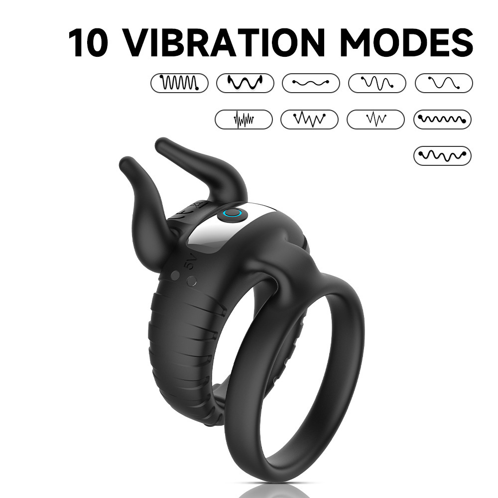 Bull Head Vibrating Ring with Prostate Massager, 10 Frequencies, Magnetic USB Charging — detail image 1