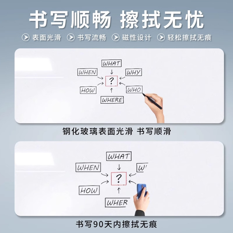 超白磁気強化ガラス白板吊り下げ式オフィスタブレット家庭用教育訓練吊り下げ式磁気白板|undefined