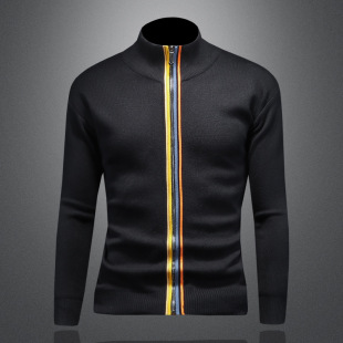 Autumn and Winter New Sweater Cardigan Men's Slim-fit Fashion Trendy Simple Wool Knitted Zipper Jacket 2502