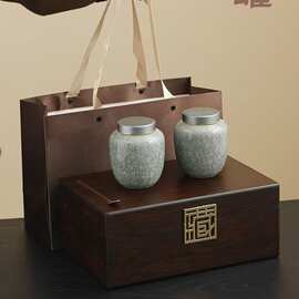 批发二两半斤装双罐礼盒整套茶礼品高档包装陶瓷冰裂茶叶罐存茶盒
