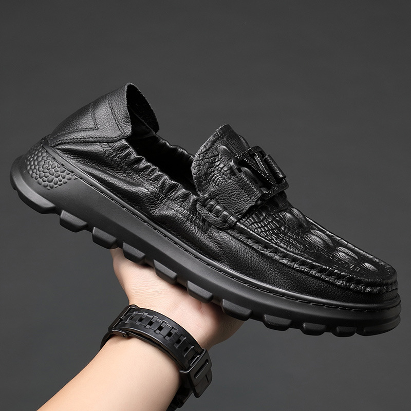 豆豆鞋男士休閒皮鞋一腳蹬懶人駕車男鞋韓版潮鞋百搭厚底防滑