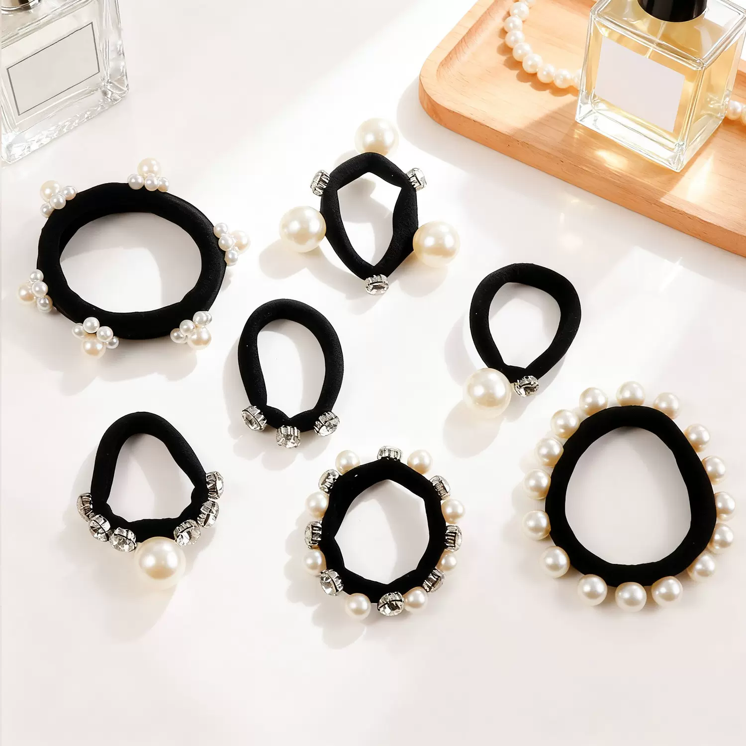 戈蕾思饰品韩系百搭珍珠发圈后脑勺高弹力发绳秋冬高级感发饰女