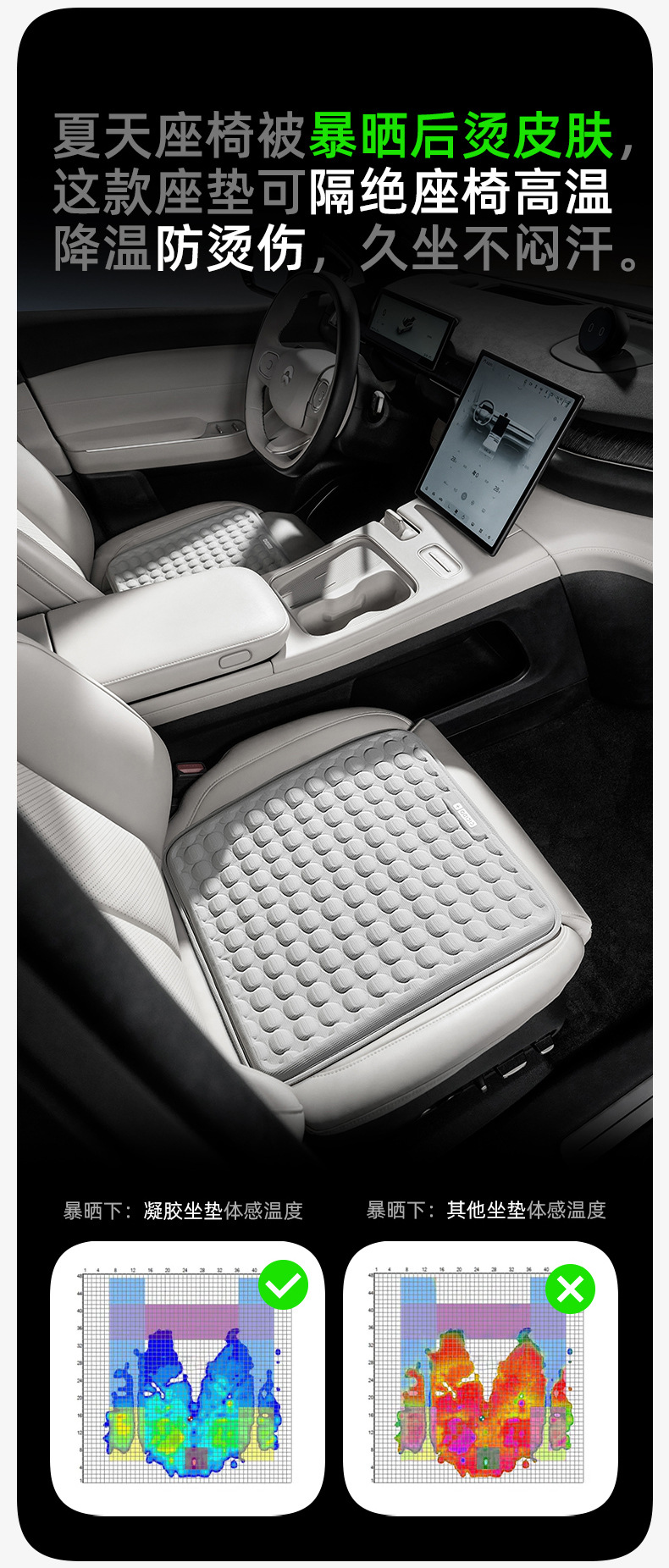 Cicido Xiduo 2025 New Ice Silk Cold Gel Seat Cushion Car Summer Cool Seat Cushion Seat Ventilated Breathable Seat Cover