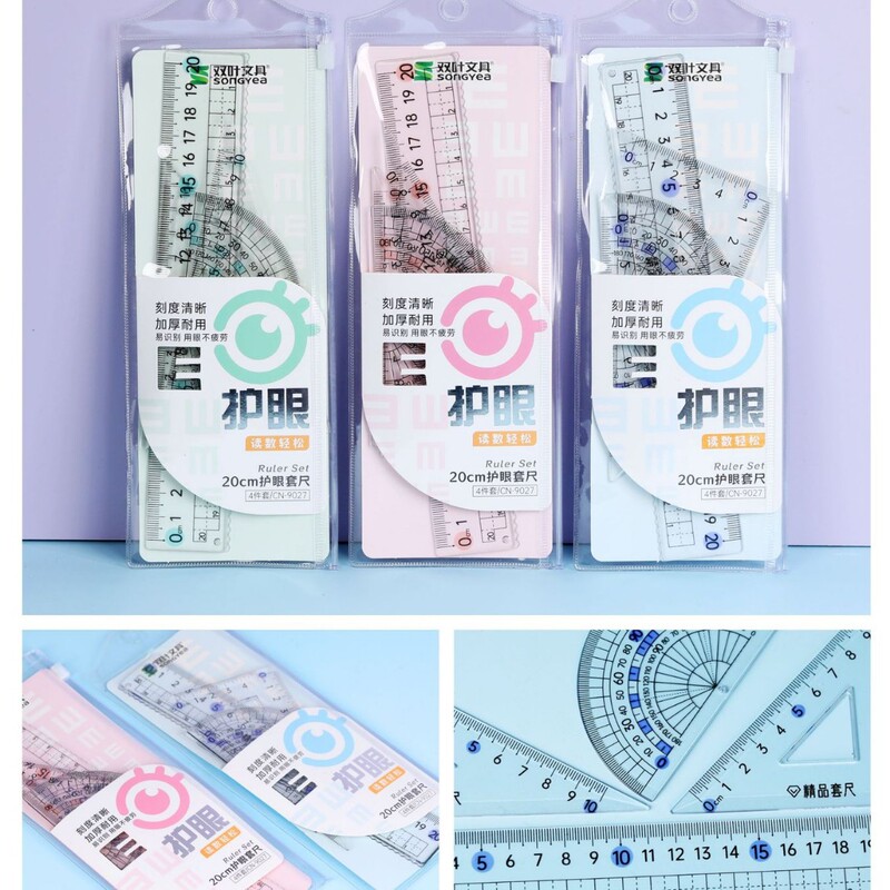 工場卸売新しいクリエイティブ透明定規学生定規三角プレート試験絵画 4 ピース定規卸売|undefined
