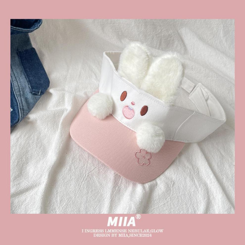 Sweet and Cute 3D Ears, Puppy Bunny, Summer Empty Top Children's Vacation Sunscreen Sun Hat, Sunshade Hat_voghion.com