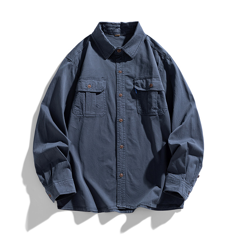 Abbigliamento maschile cityboy loose trend camicia da lavoro uomo manica lunga casual tutto abbinato camicia giacca_voghion.com