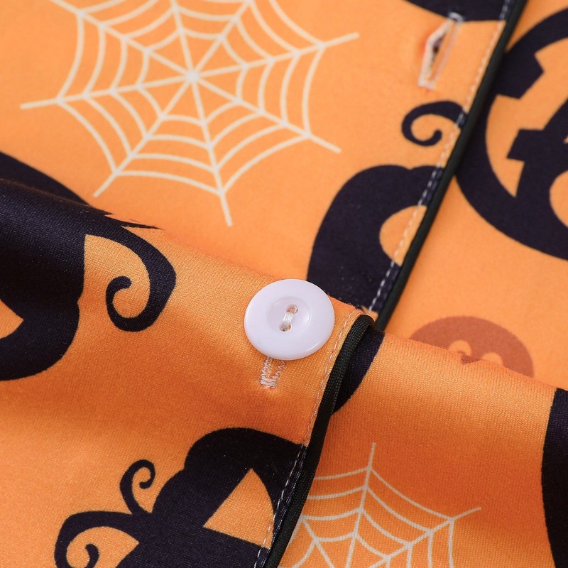 越境貿易 ハロウィン レディース 半袖 ショートパンツ 欧米風 パジャマセット カーディガン 襟付き ホームウェア ゆったり 快適|undefined