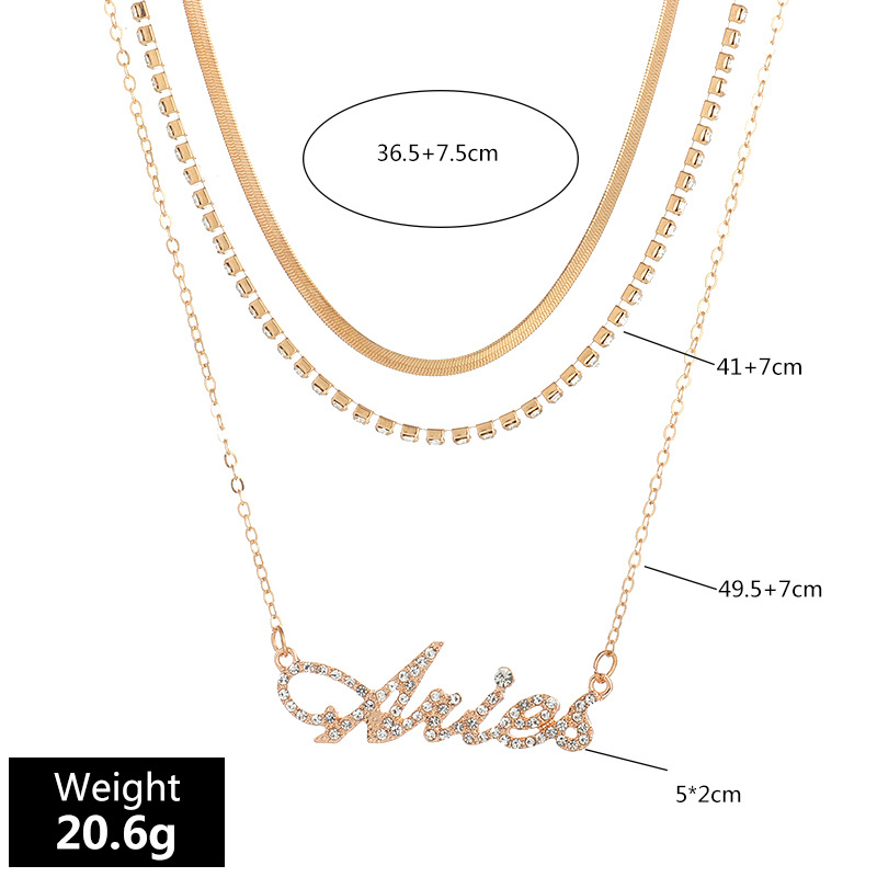 Fashion Diamond Multi-layer Twelve Constellation Necklace display picture 13