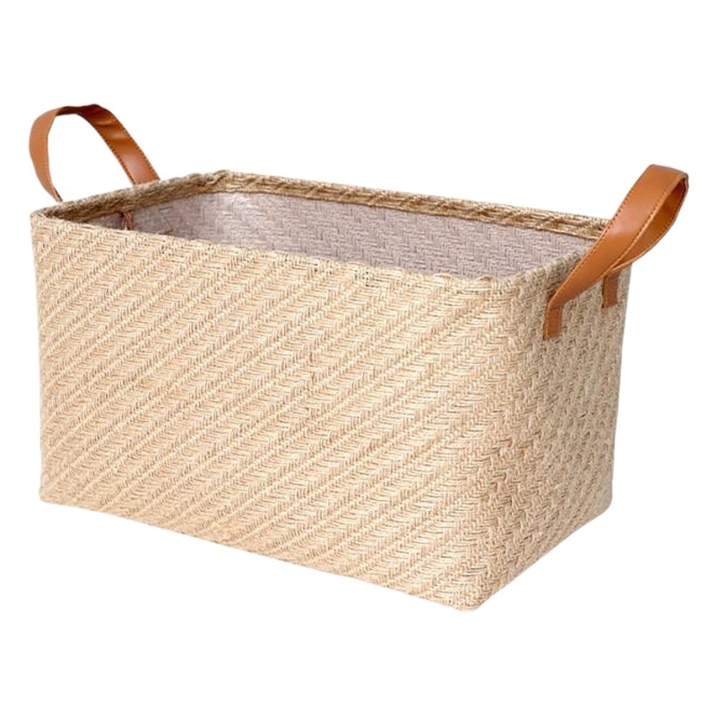 Suministro directo de fábrica suministro transfronterizo simple tejido yute tela de almacenamiento plegable cesta de almacenamiento armario de almacenamiento