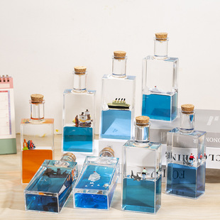 Square drifting bottle cruise ship floating oil drops home wine cabinet decorations for classmates birthday gift gift