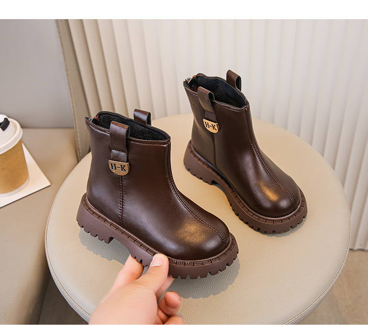 Mädchen Martin Boots - Schwarze Lederstiefel Für Kinder_voghion.com