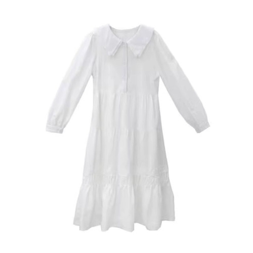 Spring and Autumn French-style first love retro doll collar white long dress, pure and sweet temperament women's dress