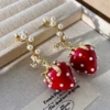 Strawberry from pearl, earrings, silver 925 sample