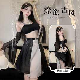 听澜古风汉服性感透视情趣内衣纯欲激情睡裙免脱制服免脱套装qqny