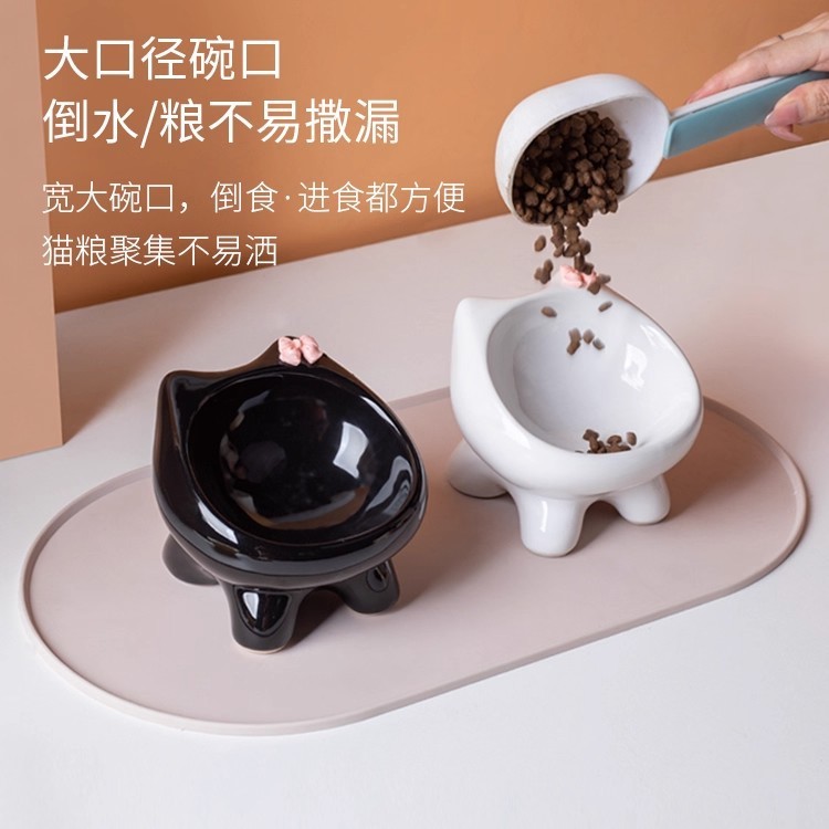 猫碗陶瓷不黑下巴猫咪碗猫饭碗水碗斜口猫粮宠物碗狗碗猫食碗猫盆|undefined