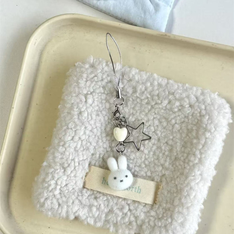 Cute flojo Miffy conejo cadena de teléfono móvil diy beaded chica bolso pericardial libro de tarjetas colgante llavero regalo amigo