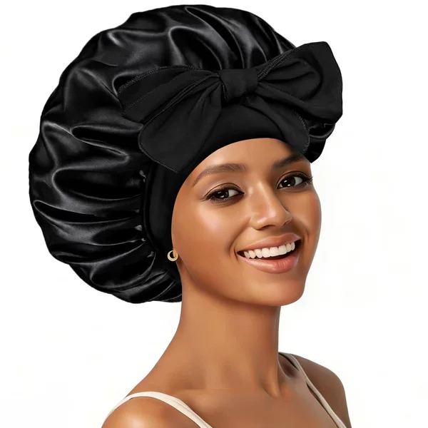 Amazon satin ribbon round hat bow large beauty hair care wide-brimmed stretch nightcap silky bonnet
