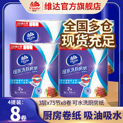 Vinda 食品用キッチンペーパー 食品用使い捨て油吸収性ロール紙 キッチン増粘油拭きペーパータオル