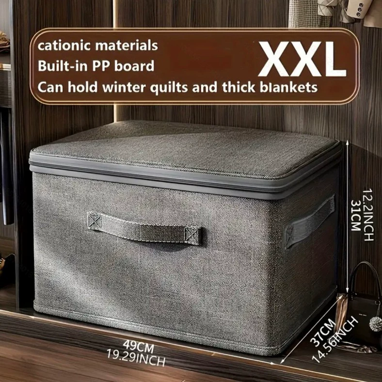 Fabric Storage Boxes 4-Piece Set, Capacious Foldable Zipper Organizers, Multi-Size Options