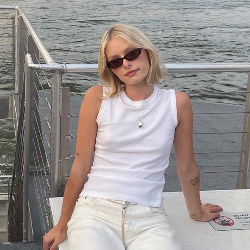 Flore Multi-Color Pure Cotton Vest for Women, Round Neck, Slim Fit, Minimalist, Versatile, Basic Sleeveless Top, New Summer Style