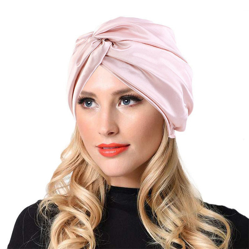 22 Mumi Bright Version Cross Pure Color Twisted Silk Nightcap Factory Direct Supply