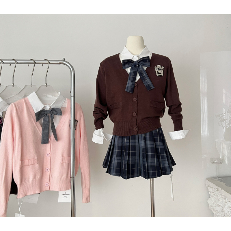 【东京女大】日式JK学院风开衫+衬衫+半裙制服套装|undefined