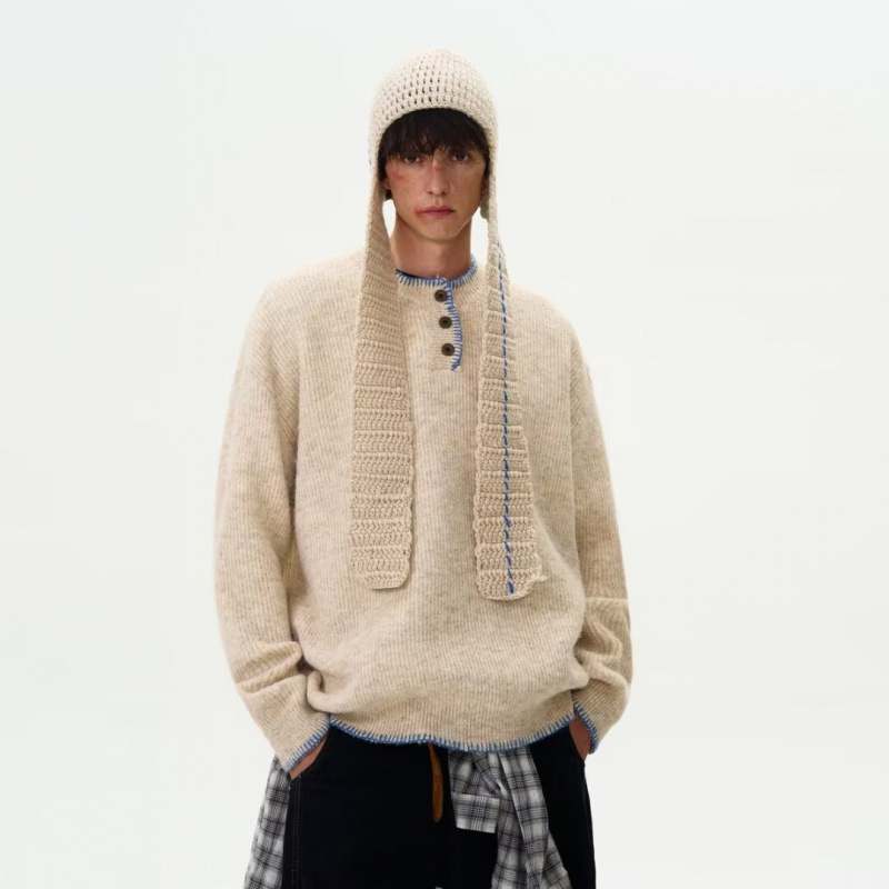 Crewneck Sweater Knitwear Men's Fashion Brand Handsome Autumn and Winter Base Shirt 2024 New Men's Elegant Slim-fit Top