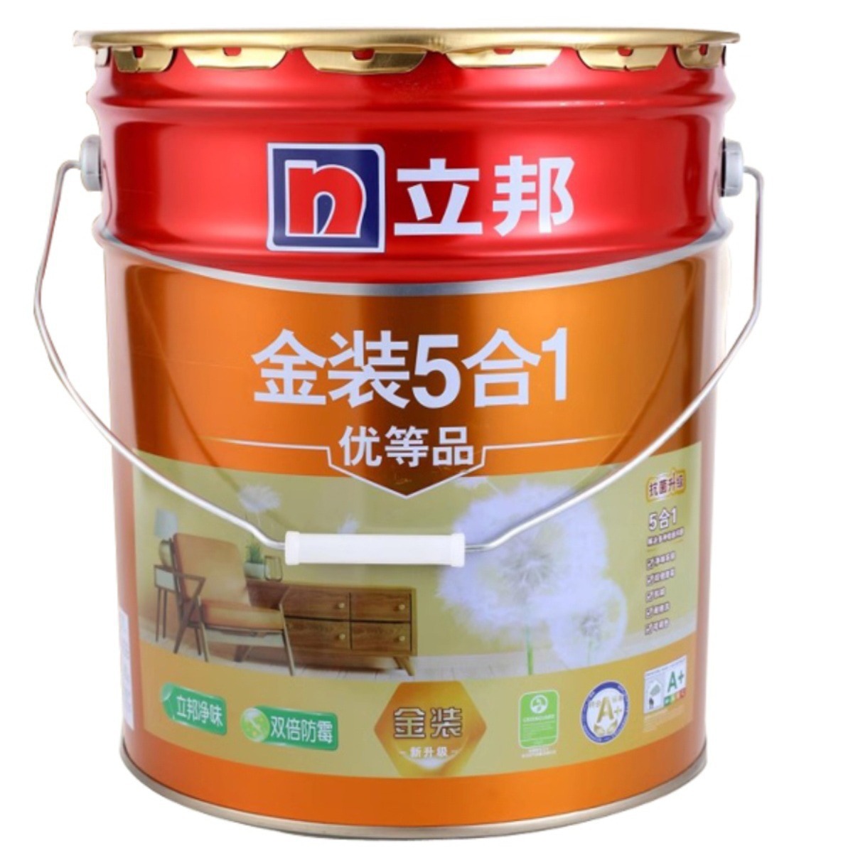 正品立邦漆金装净味五合一油漆自刷涂料内墙乳胶漆环保墙面漆白色