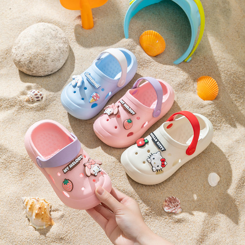 Sanrio Baby Croc Shoes Children's Slippers Summer Cartoon Kuromi Non-Slip Soft Soled Boys and Girls Sandals and Slippers