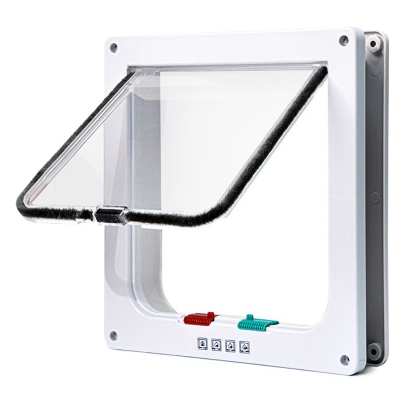 Puerta para mascotas, puerta para gatos en stock, puerta para perros de dos vías de entrada y salida, agujero de puerta, ventana con malla, placa de acrílico, perrera para gatos, fabricantes de suministro