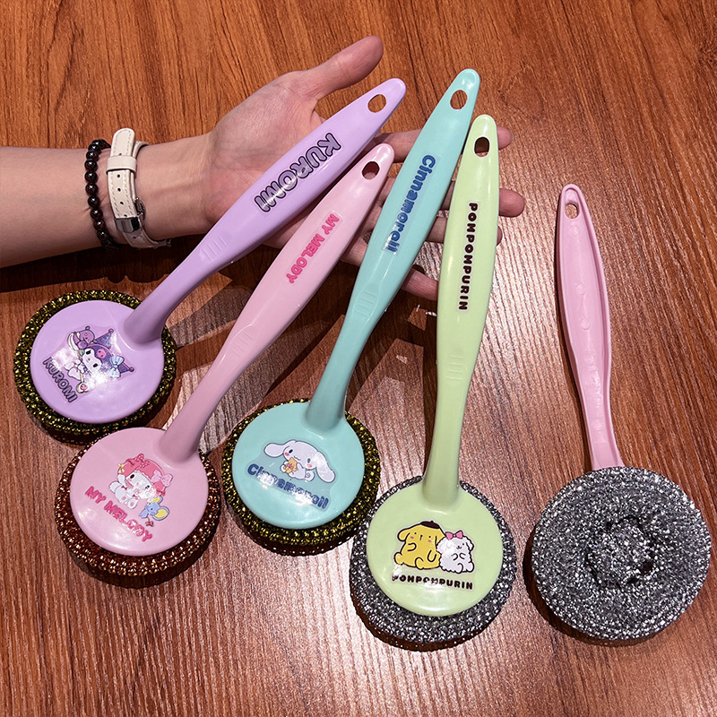 New Kroomi Merodi Long Handle Washing Pot Brush Kitchen Cleaning Brush Removable Household Deteriorating Dishwashing Brush Artifact