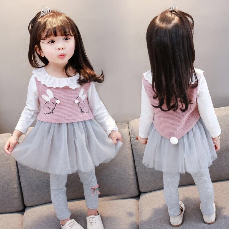 Abbigliamento per bambine primavera autunno maniche lunghe 012-34 anni felpa con cappuccio per neonati tre pezzi versione coreana set per neonati e_voghion.com