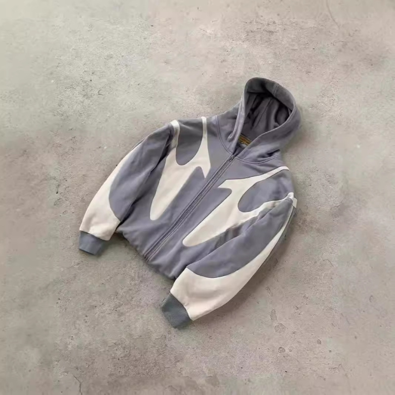 スポット欧米の秋冬の個性的な街頭のゴシックはファッションをつなぎ合わせて帽子のシャツのY2Kの原宿の風のコートのパーカーの卸売りをつなぎます。|undefined