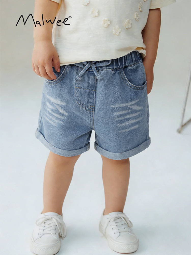 Transfronterizo malwee jeans para niñas pantalones para niños pequeños 3 a 8 años 100 a 150cm fuente de fábrica pantalones cortos image 1