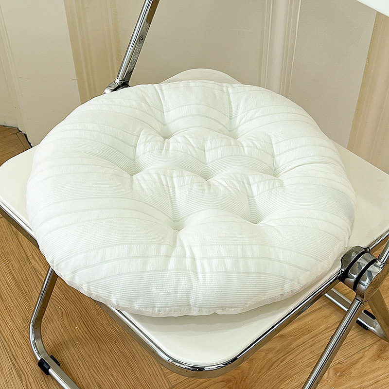 Cream white (round) full filling, soft plaid