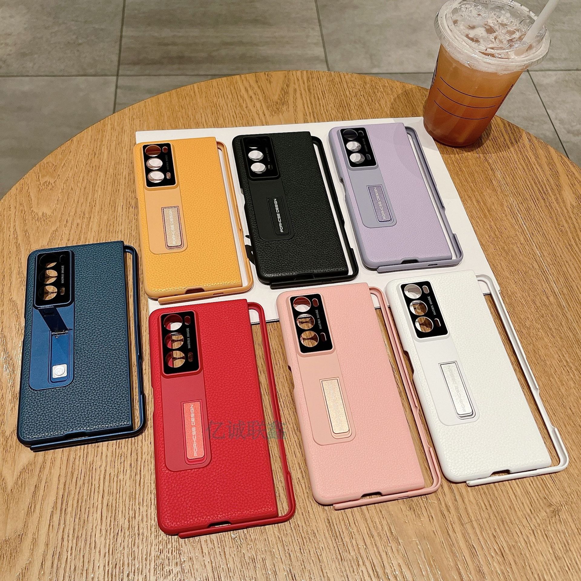 适用荣耀MagicVs3荔枝纹支架折叠手机壳OPPOFindN3轻奢皮纹保护套