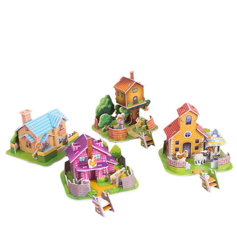 3D Tarjeta de rompecabezas 3D estudiante DIY imagen ensamblada a mano costura de educación temprana para niños puesto de juguete tamaño pequeño imagen de costura