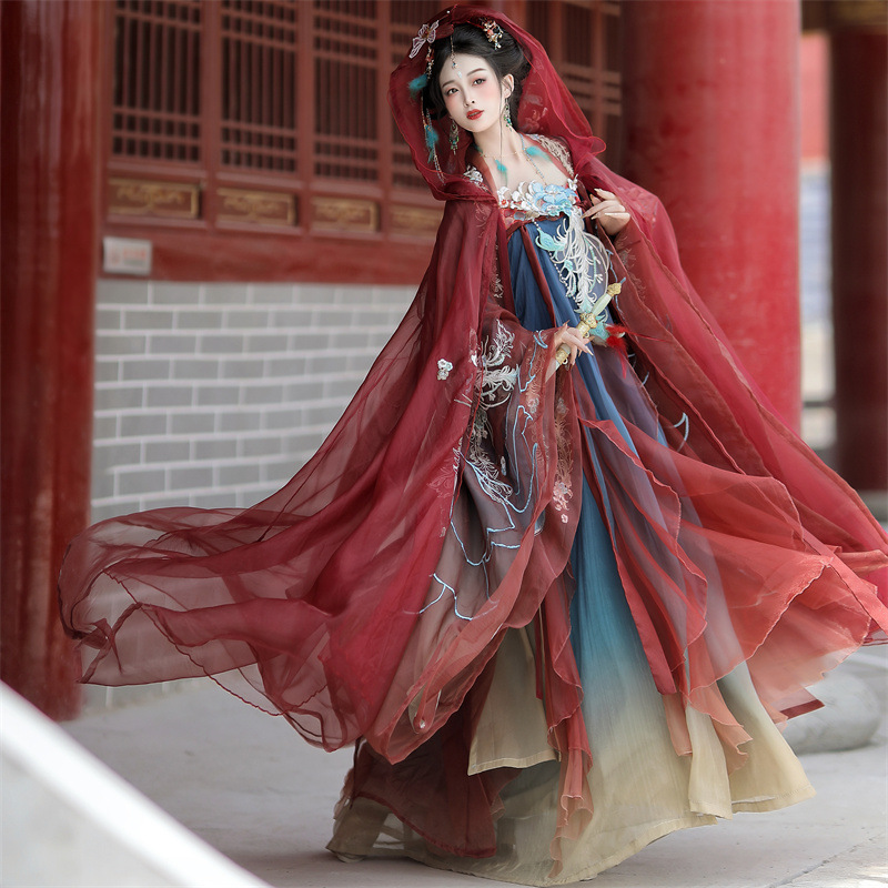 洛竹【凤盘金缕】原创汉服女诃子裙国风重工刺绣仙气大袖衫新款