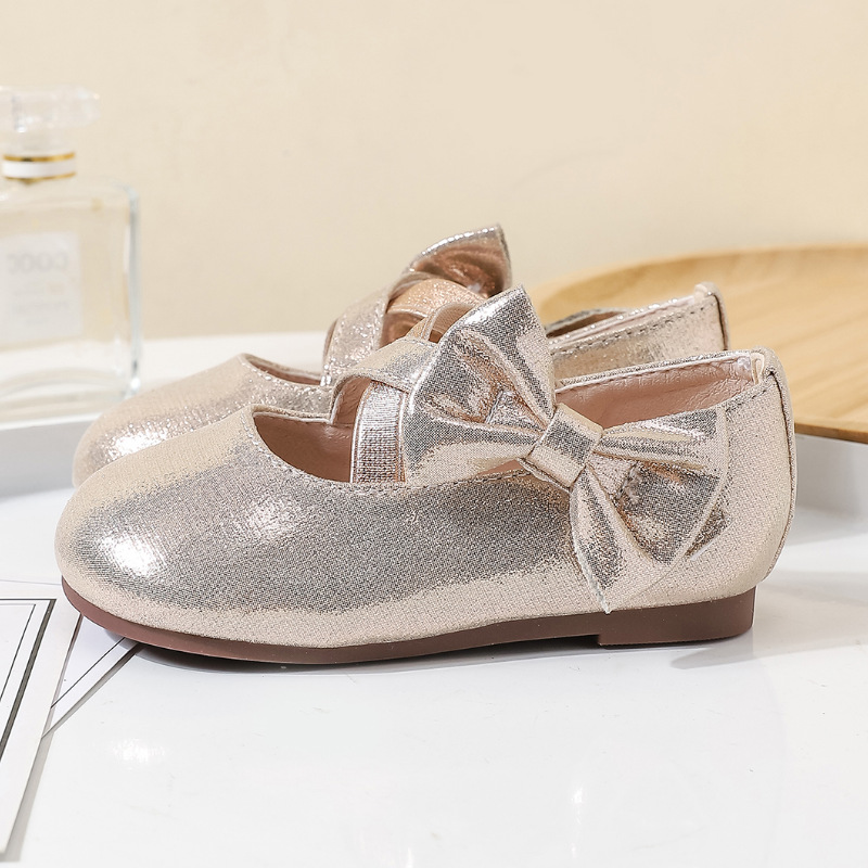 Girl's Basic Vintage Style Solid Color Bowknot Round Toe Flats display picture 5